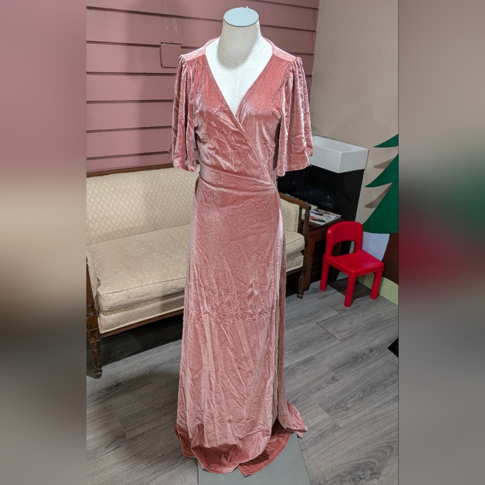 Pink Velvet Wrap Dress